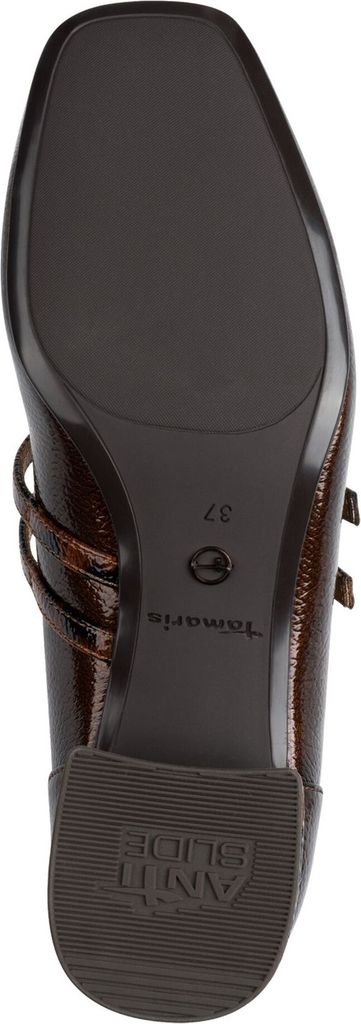 Tamaris Damen Riemchenpumps mit Karree Form und kleinem Blockabsatz 1-22318-43, Größe:37 EU, Farbe:Braun