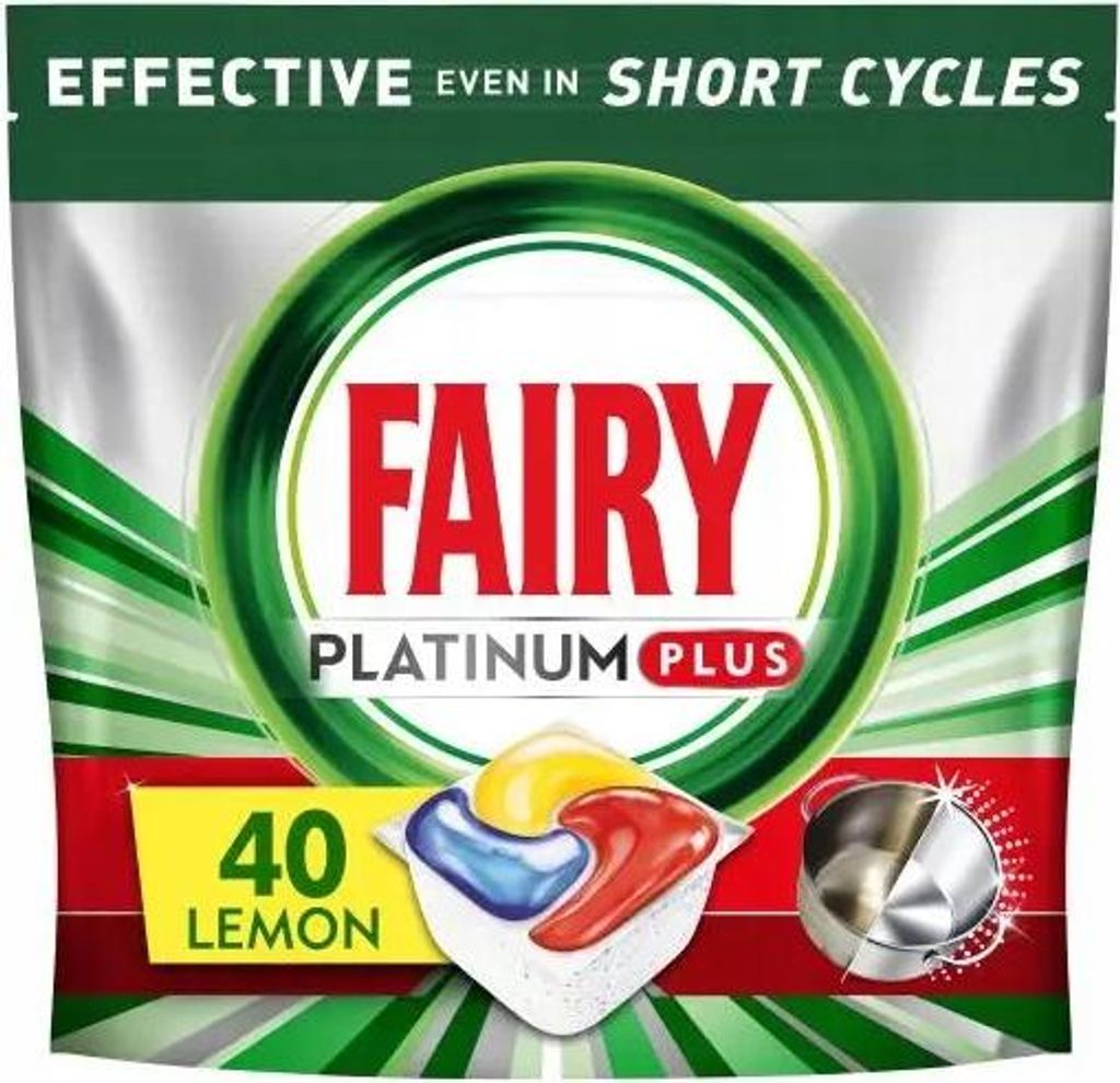 Fairy Platinum Plus All in One Zitrone Geschirrspültabs, 40 Stück