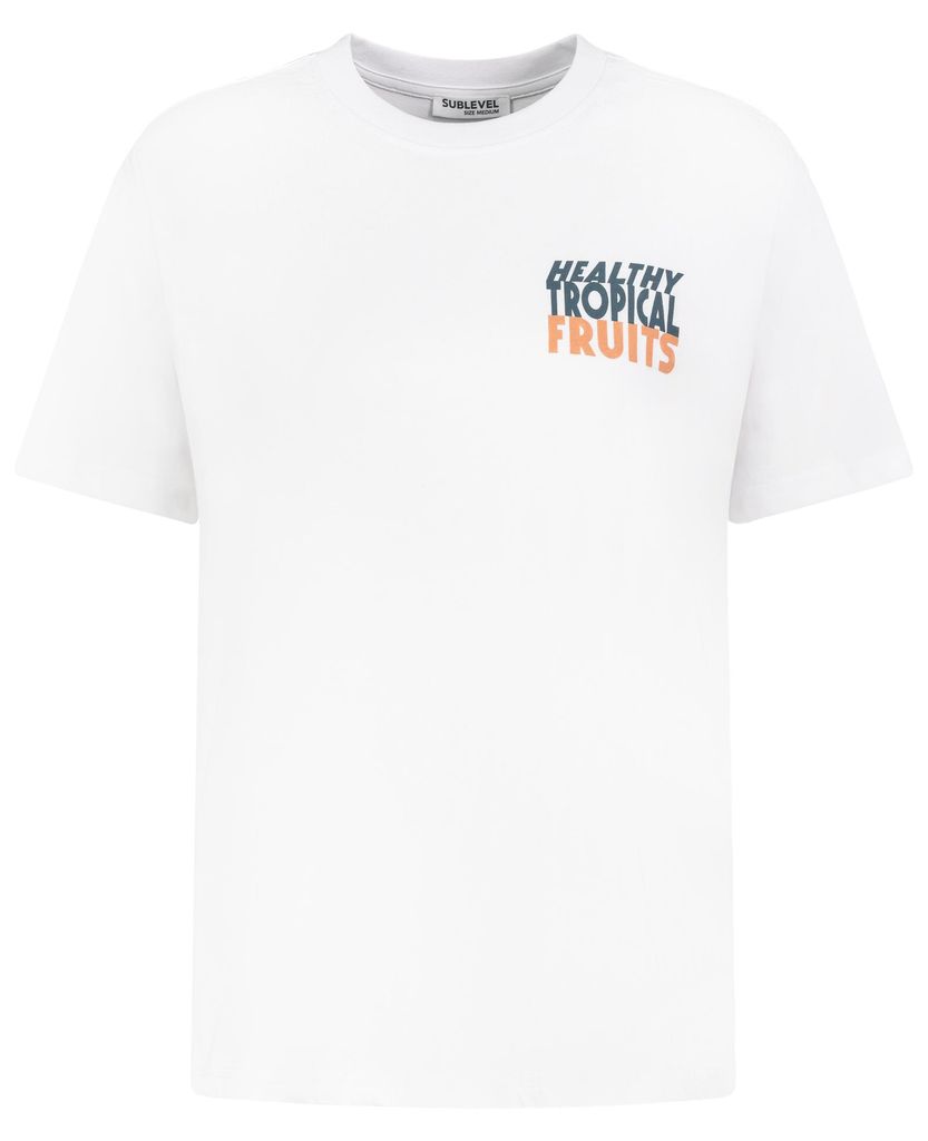 Sublevel Bequemes Shirt Rundhalsausschnitt Kurzarm Bedruckt Größe: S
