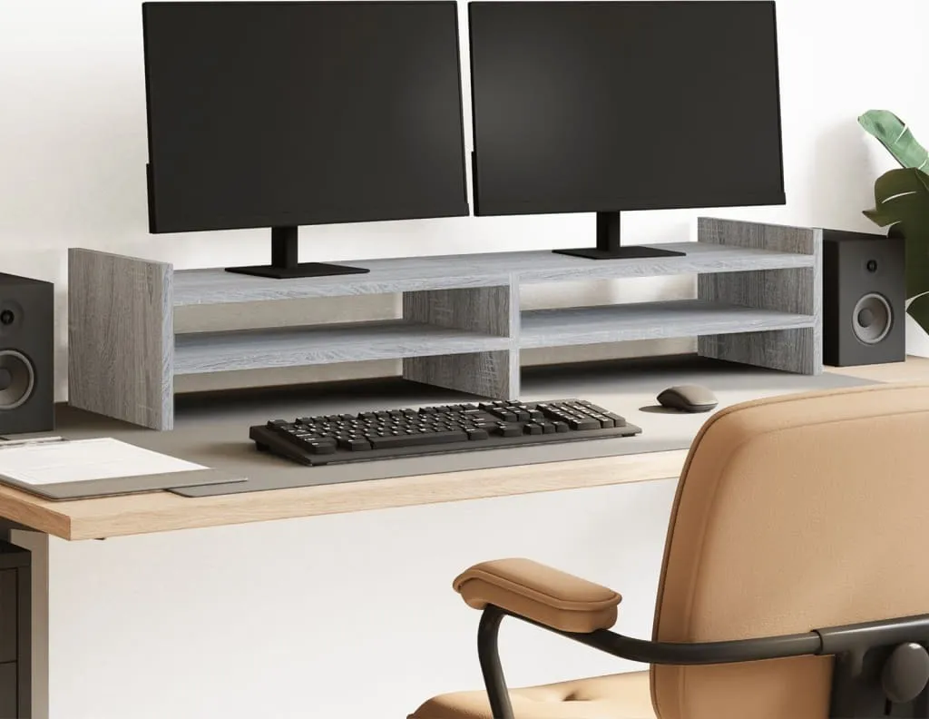 Stabli Möbel Supporto per monitor Grigio Sonoma 100x27x20 cm Materiale a base di legno - Tavoli per computer CC4519094 1parte