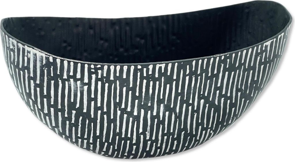 Metall Schale Schiff 25 x 11,5cm schwarz-weiß Blumenschale Pflanzschale Planztopf