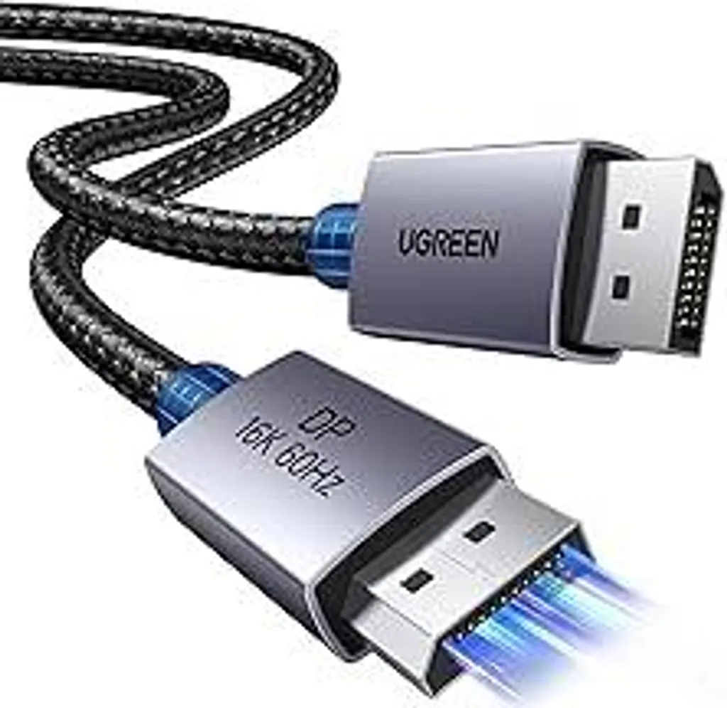 Cavo DisplayPort UGREEN 16K 2.1 16K 10K 60Hz 8K 120Hz 4K 240Hz 165Hz 144Hz, cavo DP 80Gbps con HDR, FreeSync, G-Sync, DSC 1.2a, HDCP 2.2 per PC, HDTV, monitor da gioco (2 m)
