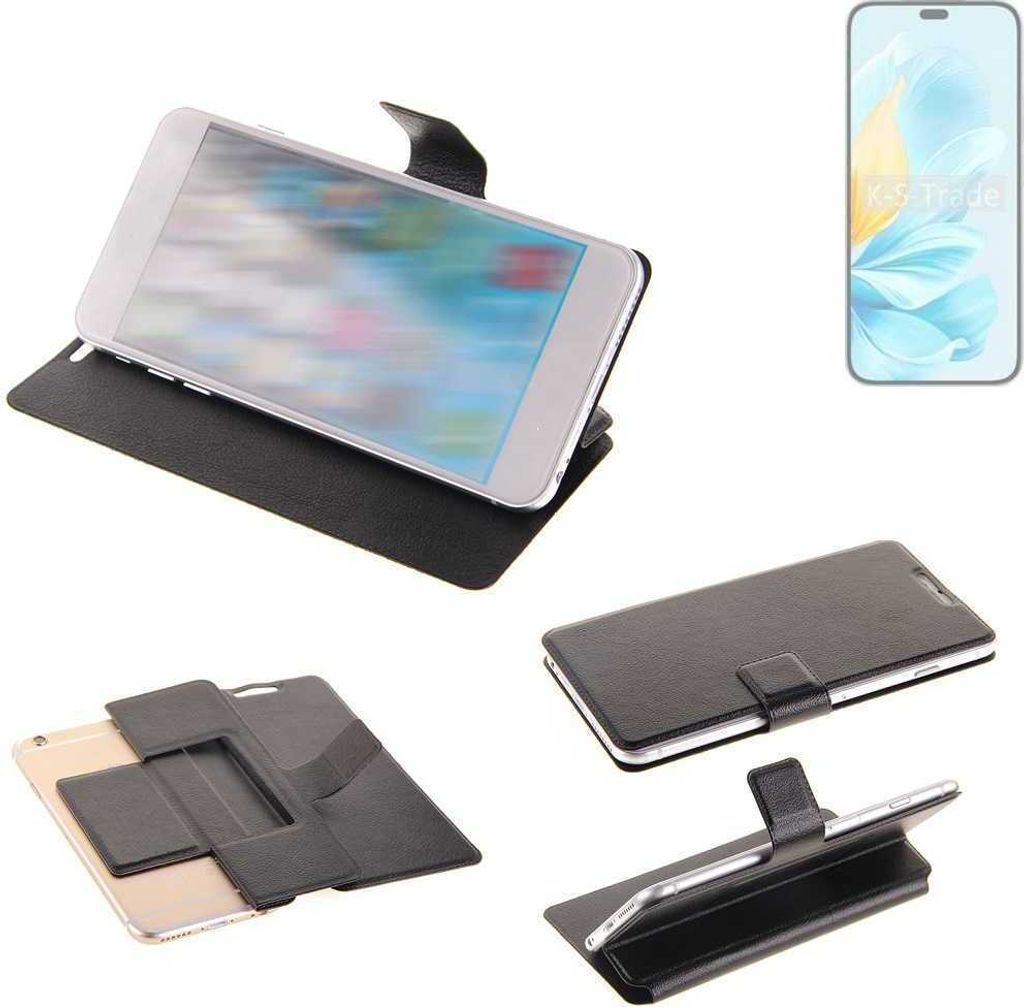 K-S-Trade Schutzhülle kompatibel mit Honor 200 Lite Schutzhülle Flip Cover Klapphülle Wallet Case Slim Handyhülle bookstyle schwarz