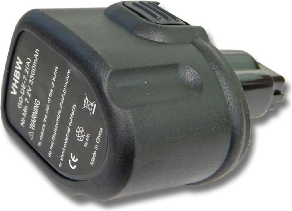 vhbw Akku Ersatz für Dewalt DW9057, DE9085, DE9057 für Werkzeug (3300 mAh, NiMH, 7,2 V)