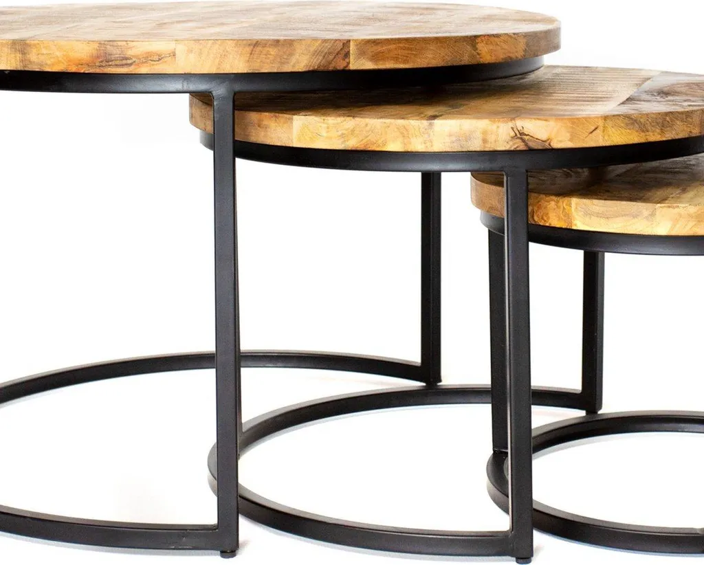 Table Basse Bolt Edge Peu Encombrante Lot de 3 pour Salon Industriel