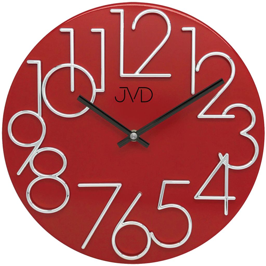 JVD HT23.7 Wanduhr Quarz analog Metall rot rund modern