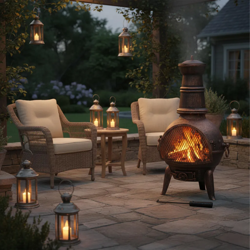 Chauffage de Terrasse Extérieur Bronze - Créez un Coin Feu Convivial - 3
