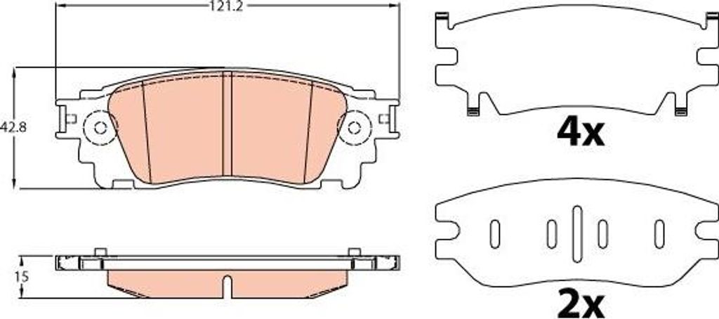 TRW GDB4459 Bremsbelagsatz, Scheibenbremse OE 0446678020 kompatibel mit NX