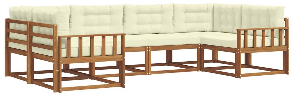 (Robust Möbel)Outdoor-Sofa garnitur moderne - Balkonmöbel/Gartenlounge-Set - robust und langlebig - mit Kissen 6 pcs Natur und Creme - Gartensofa...