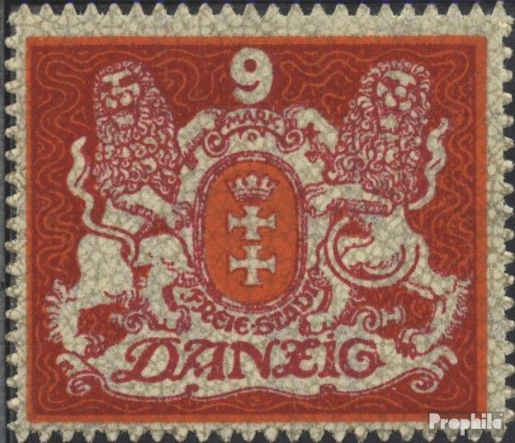Briefmarken Danzig 1922 Mi 99X (kompl.Ausg.) mit Durchstich, Zähnung evtl. fehlerhaft mit Falz Großes Wappen