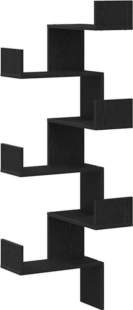 vidaXL Wand-Eckregal mit Regal Schwarz Eichen-Optik 45 x 45 x 147 cm
