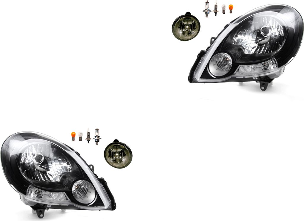 Johns, Scheinwerfer Satz Halogen passend für Renault Kangoo FW0 KW0 08-13 H4 +Nebel+Le. 558130 7701045718 2615500Q03 4408447 91160027 7701045717 2...