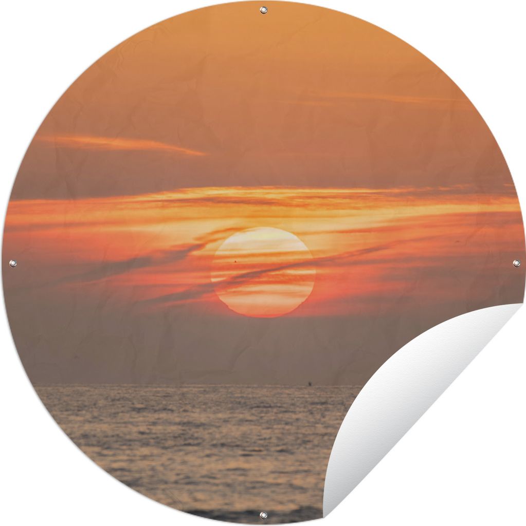 MuchoWow Gartenposter Outdoor-Poster Rund Sonnenuntergang auf dem Meer Ø 150 cm Gartendeko Rundes Poster draußen