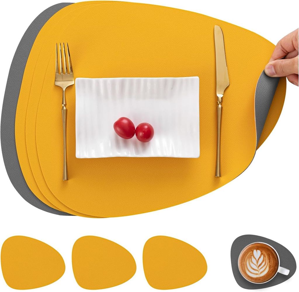 4er Set Platzset Tischsets und Untersetzer aus Leder Produktbild 13