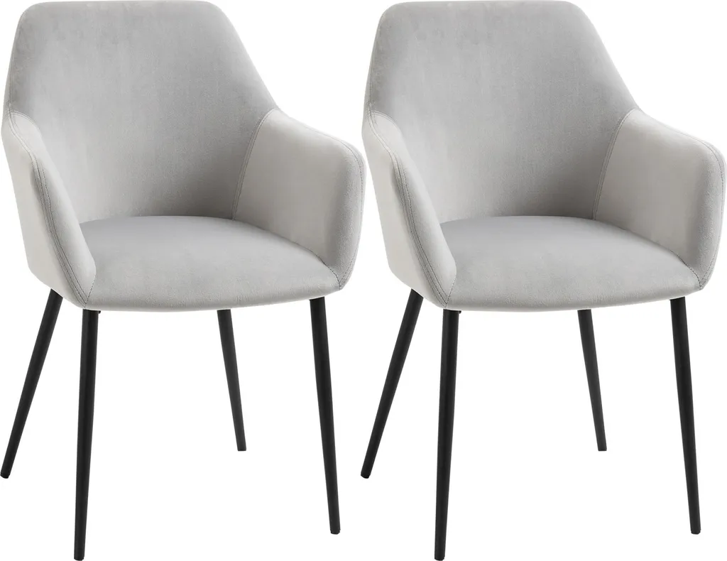 Fortuna Lai Lot de 2 Chaises de Salle à Manger en Velours Gris Clair