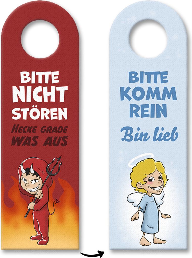 Bitte nicht stören - komm rein Türhänger 10er Set mit Teufelchen und Engelchen