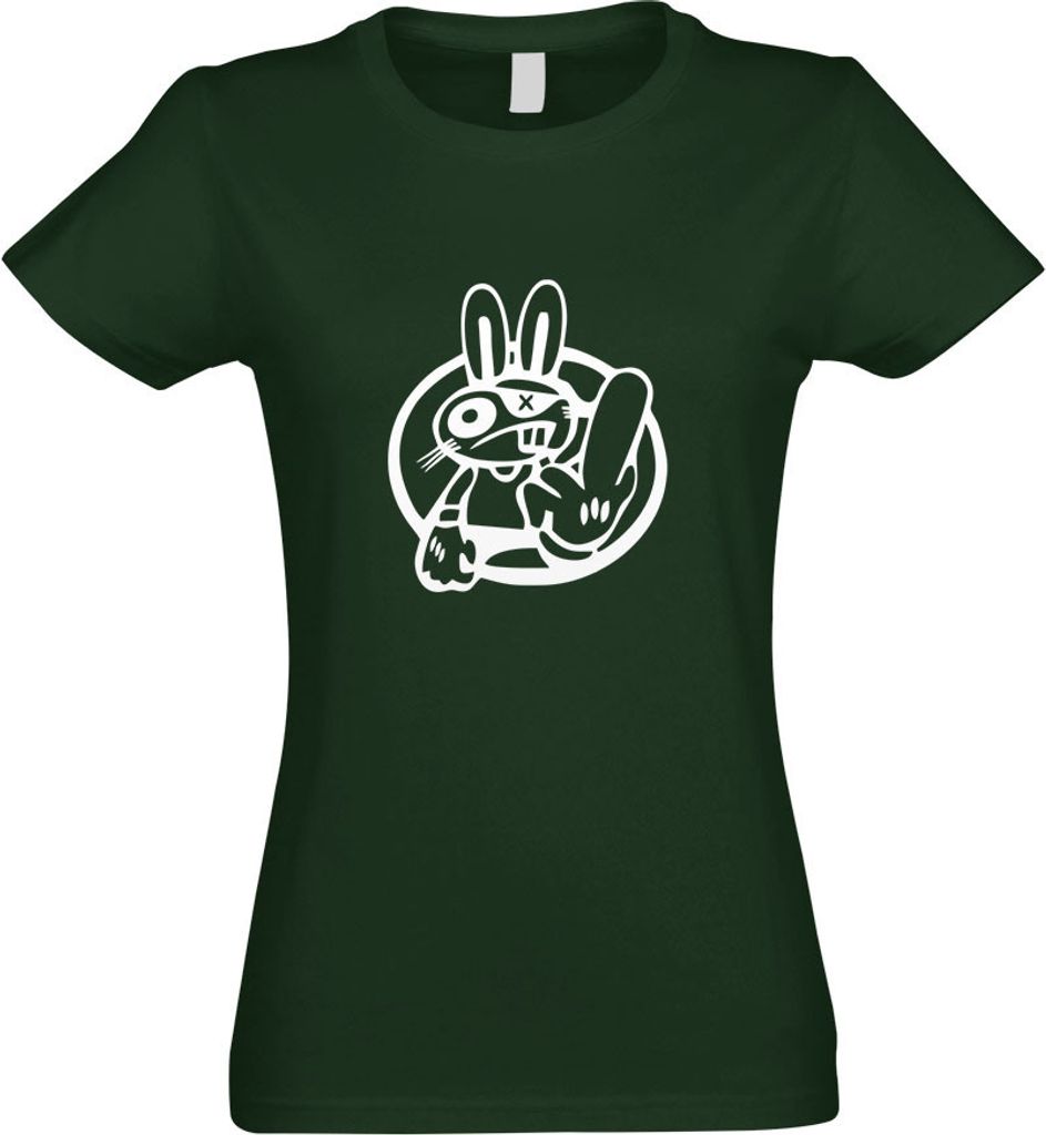 Kiwistar - T-Shirt tailliert - Damen - flaschengrün - Drift Rabbit - mit Motiv Bedruckt - Funshirt Design - Sport - Freizeit - Damen - M