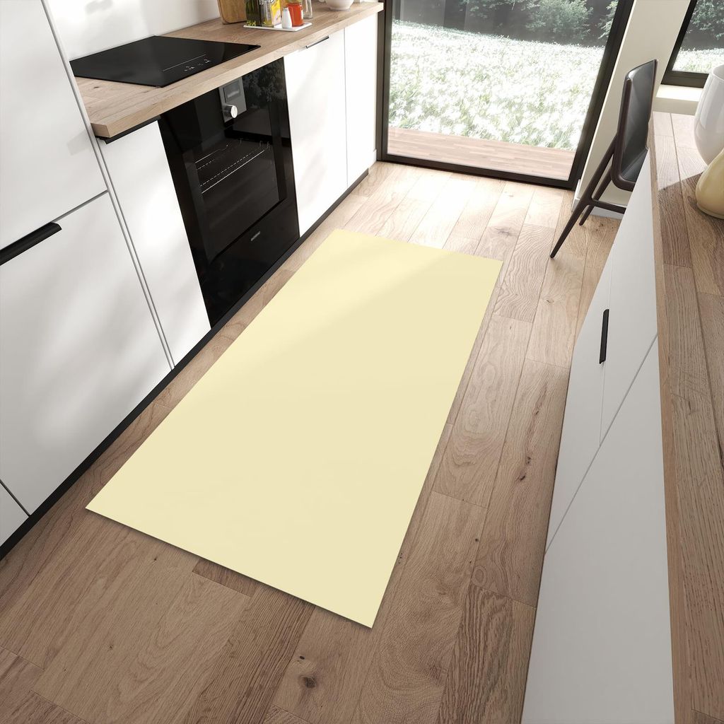 Küchenteppich 90x180cm rutschfest & abwischbar PVC Läufer - Beiger Hintergrund