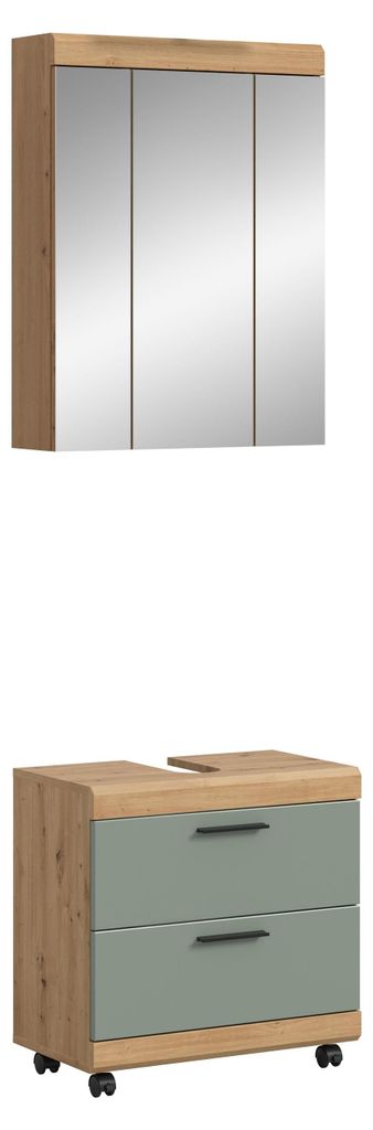 xonox.home Badkombination auf Rollen Scout Artisan Eiche Nachbildung/ Salbei Nachbildung B/H/T: 60x191x34 cm