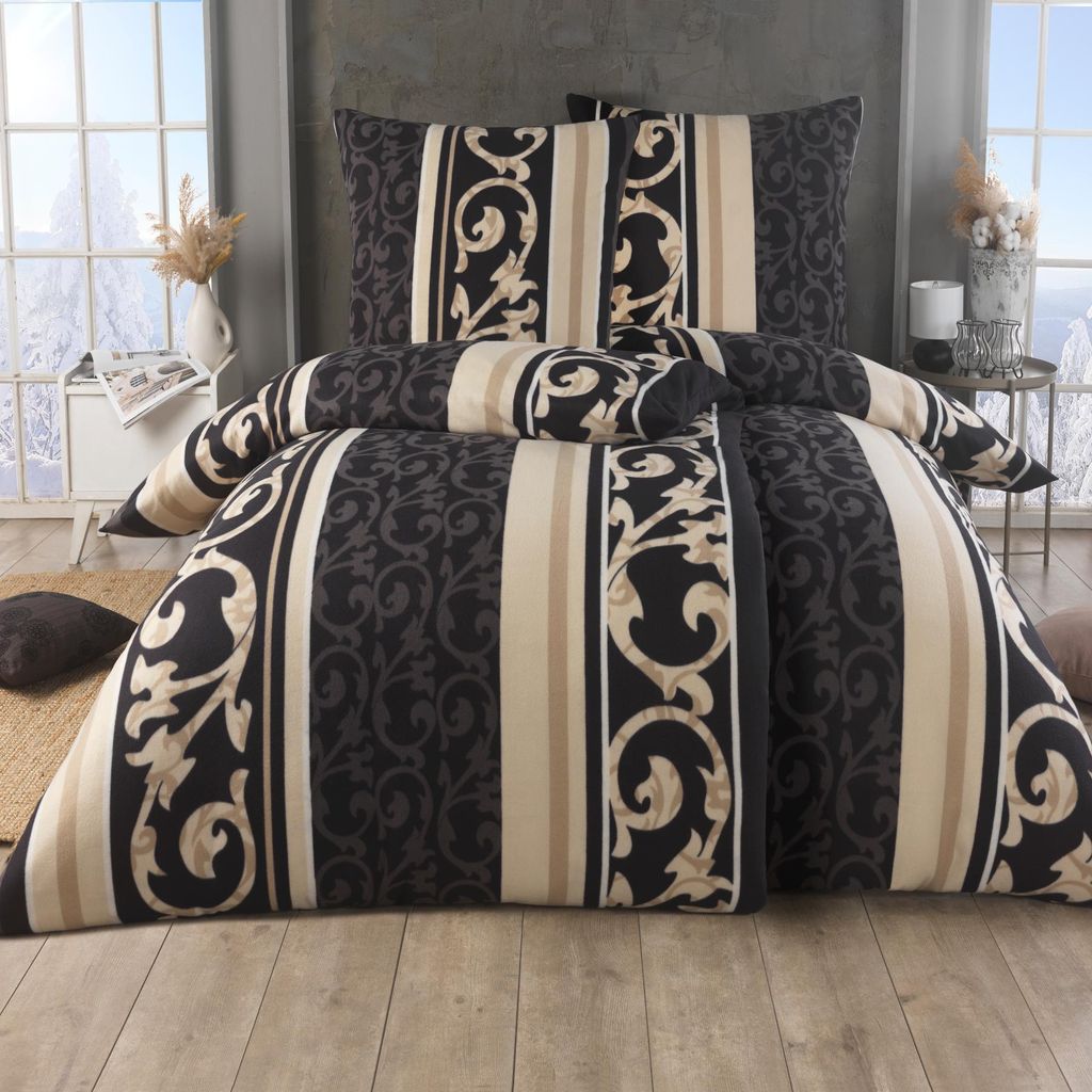 4 tlg Warme Microfaser Fleece Winter Bettwäsche 135x200 + Produktbild 