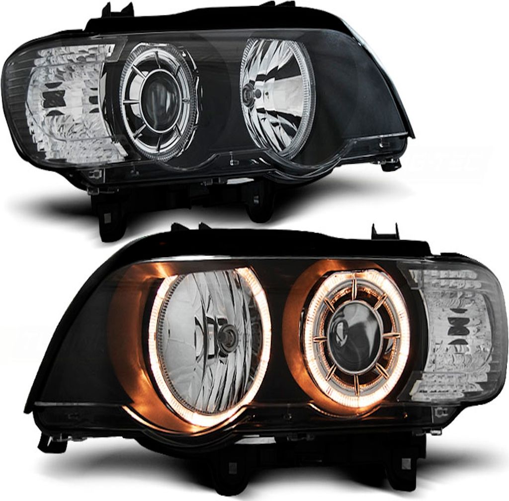 Xenon Scheinwerfer Angel Eyes passend für BMW X5 E53 Bj. 99-03 Schwarz
