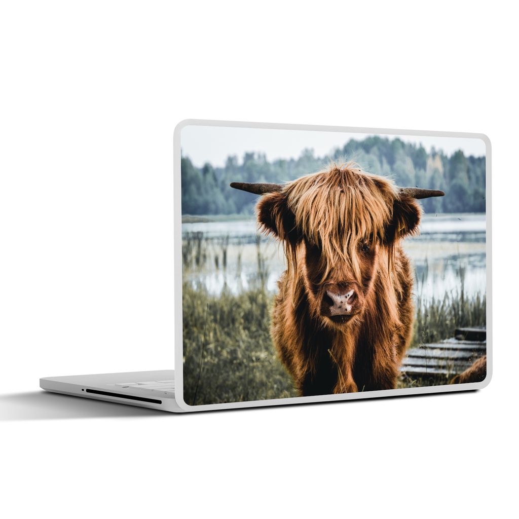 MuchoWow Laptop Aufkleber Sticker Cover Kühe - Schottische Hochlandbewohner - Braun - Natur 30x21 cm - Sticker für Laptop - Selbstklebend