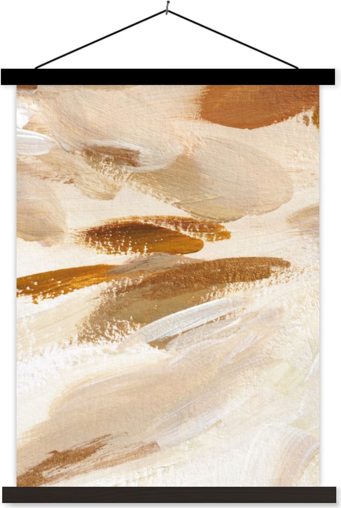 MuchoWow Textilposter Farbe - Malerei - Braun 90x120 cm mit schwarzem Rahmen - Dekoration