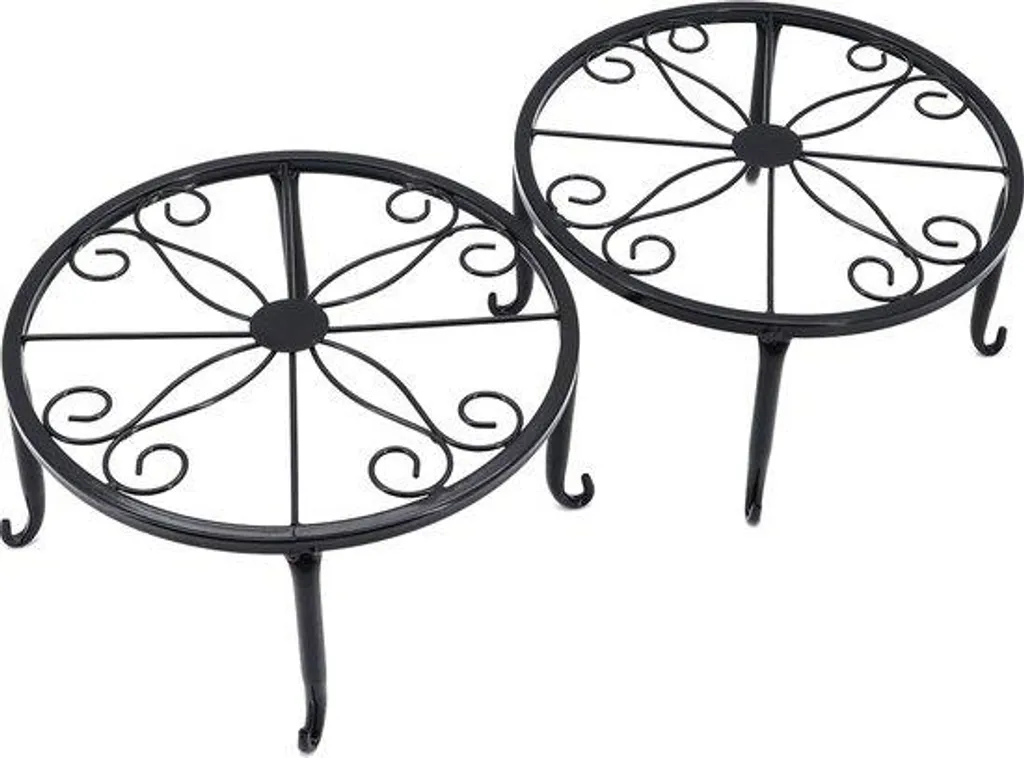 Support de Pot Anti-Rouille Noir en Métal Lot de 4 pour Sol Protégé
