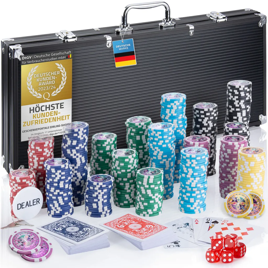 Mallette de poker 500 jetons 12g noyau métal avec cartes et dés noirs
