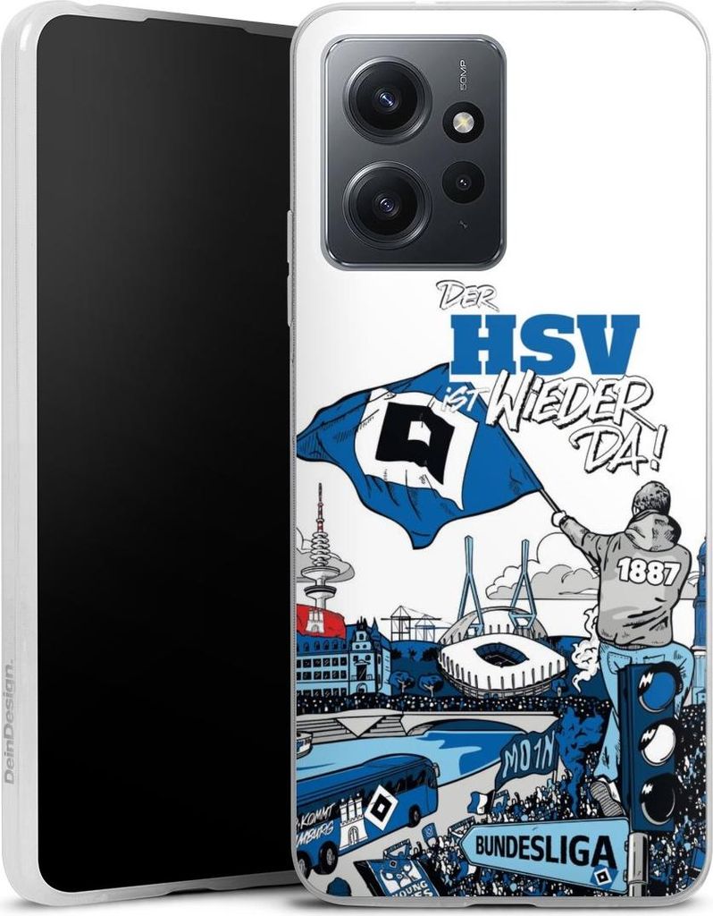 DeinDesign Slim Hülle für Xiaomi Redmi Note 12 4G Silikon Case Ultra Dünn Handyhülle Aufstieg Hamburger SV Offizielles Lizenzprodukt