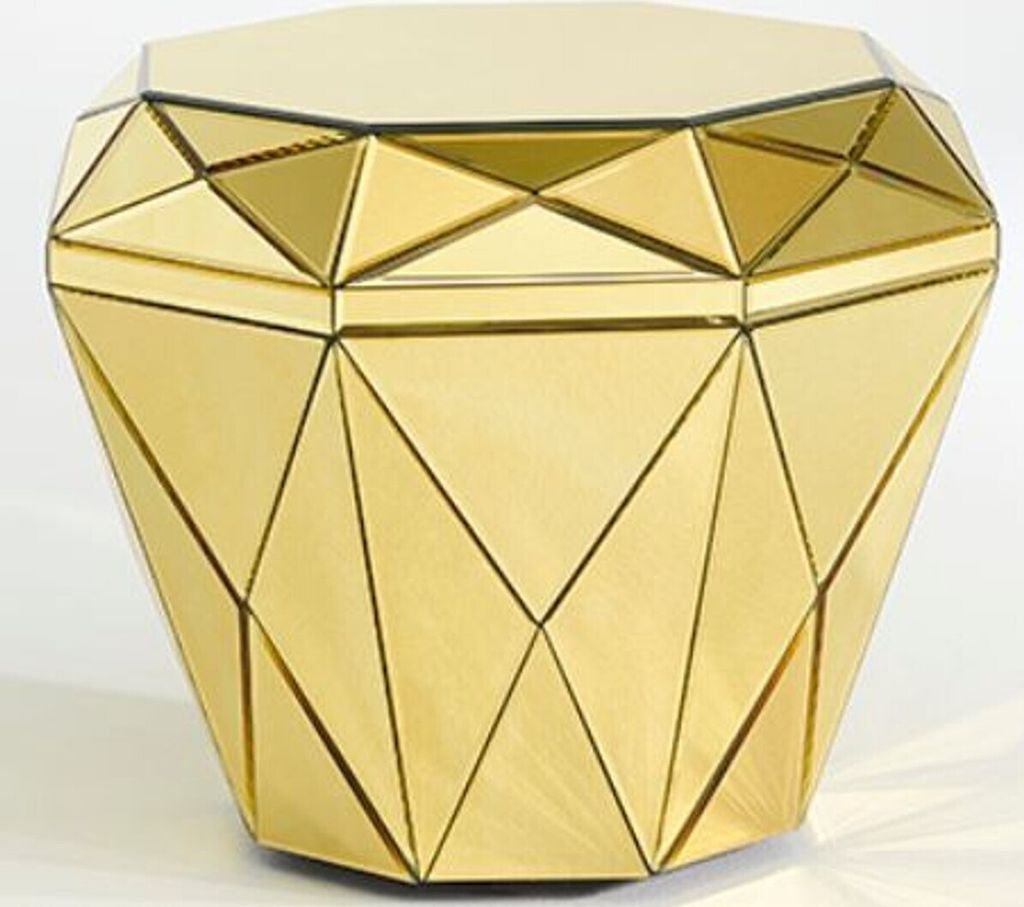 Casa Padrino Luxus Spiegelglas Beistelltisch / Hocker Gold 55 x 55 x H. 45 cm - Designermöbel