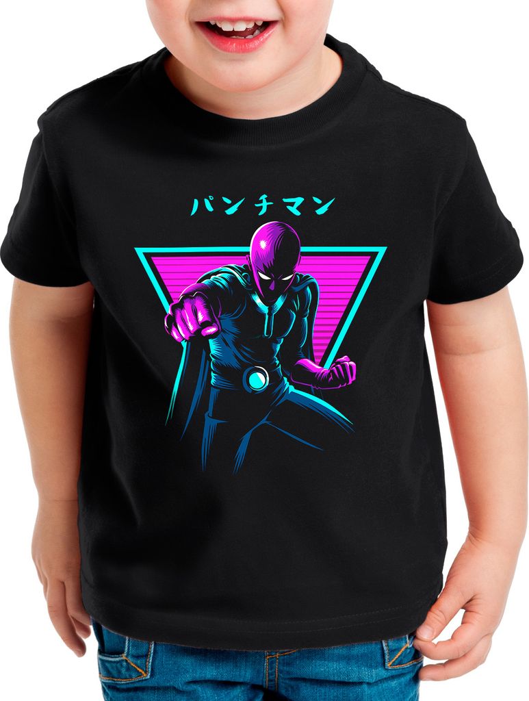 BaumwolleCloud Neon Saitama Kinder T-Shirt saitama one anime punch cosplay
