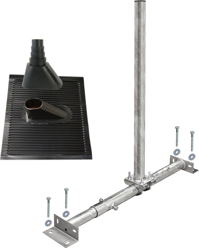 PremiumX X100-48F Dachsparrenmasthalter feuerverzinkt ALU-Ziegel Set schwarz