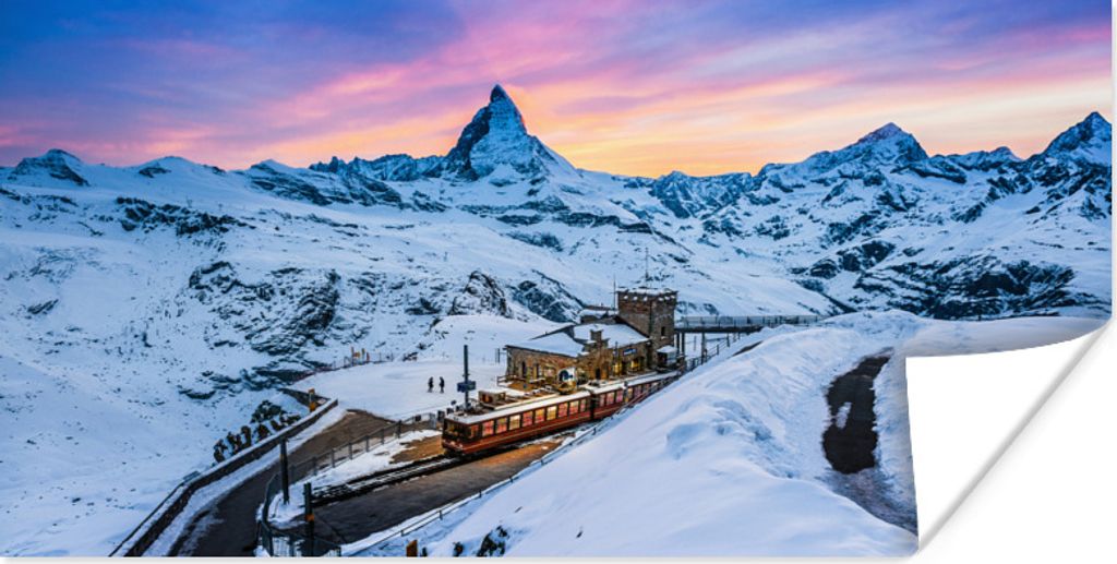 MuchoWow Poster Alpen - Schnee - Zug 120x60 cm - Bild