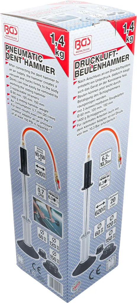 BGS 68000 Martello Aria Compressa per Bolli Auto - 3 Ventose Kit - 4