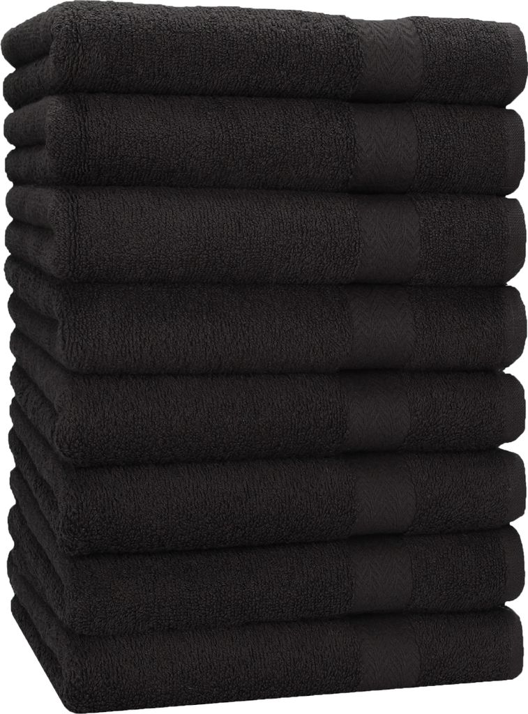 Betz 8 Stück Handtücher 50x100 cm PREMIUM 100% Baumwolle Farbe: schwarz