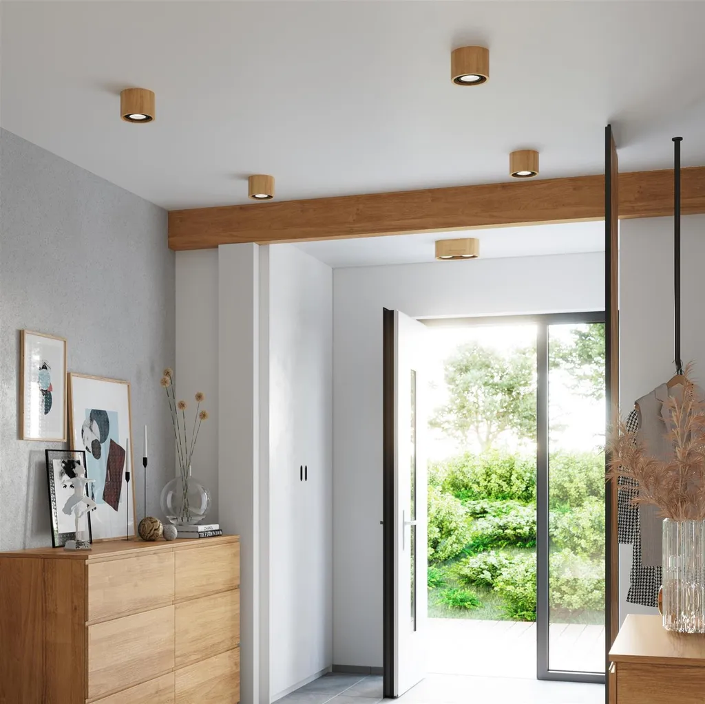 Plafond BASIC 1 Legno Naturale Sollux - Lampada Soffitto GU10 10x14x14 - 6