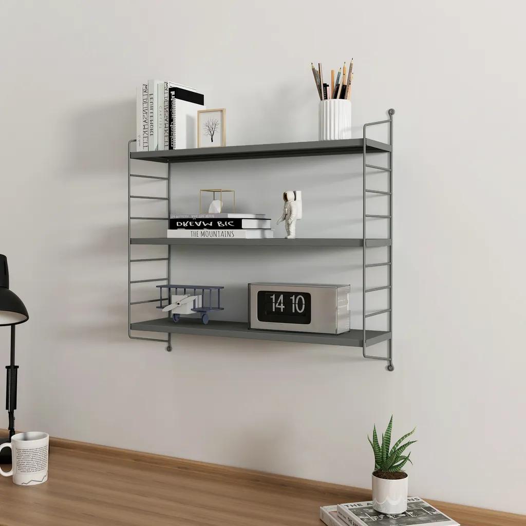 Solution de rangement modulable pour petit salon et bureau anthracite