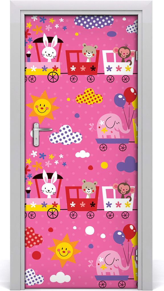 Tulup Türaufkleber 85x205 cm Dekorative Aufkleber Selbstklebend Wasserdichte Tapete Abnehmbar Schlafzimmer Wohnzimmer Wohnkultur - fröhlicher Zug