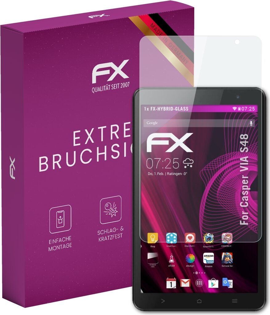 atFoliX FX-Hybrid-Glass Displayfolie kompatibel mit Casper VIA S48 Glasfolie