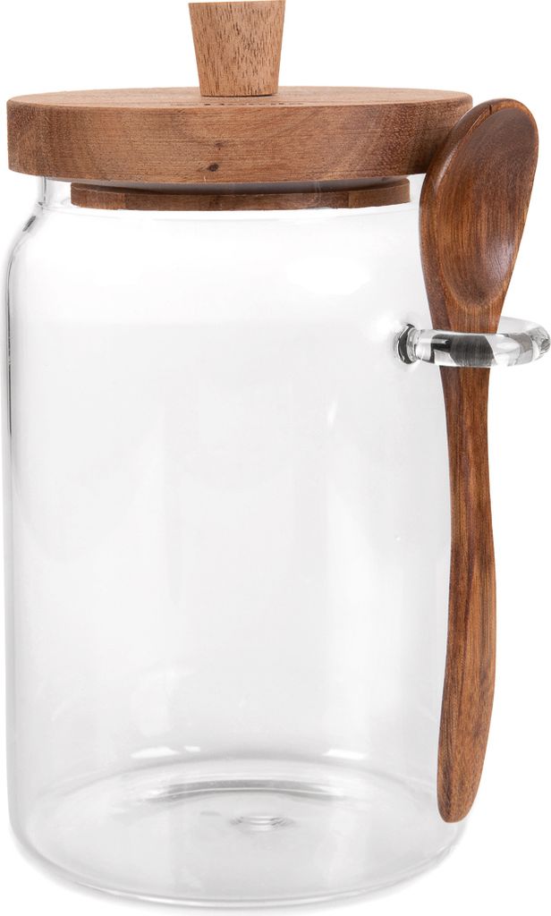 Słoik szklany | CARLOS | szkło z łyżką akacjową | 0,9 l | Zdjęcie produktu 