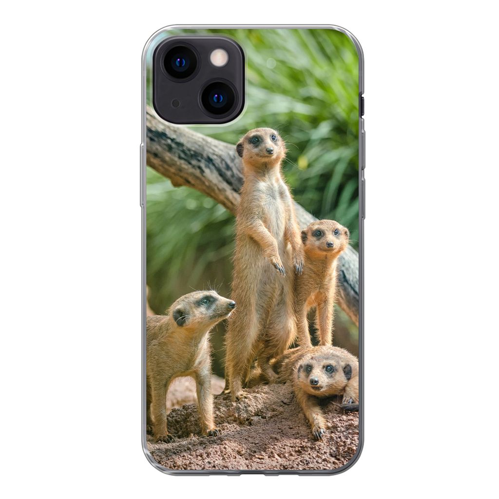 MuchoWow Handyhülle Schutzhülle Hülle für iPhone 13 Familie - Tiere - Erdmännchen Silikon Softcase Handy Hülle - Karteninhaber