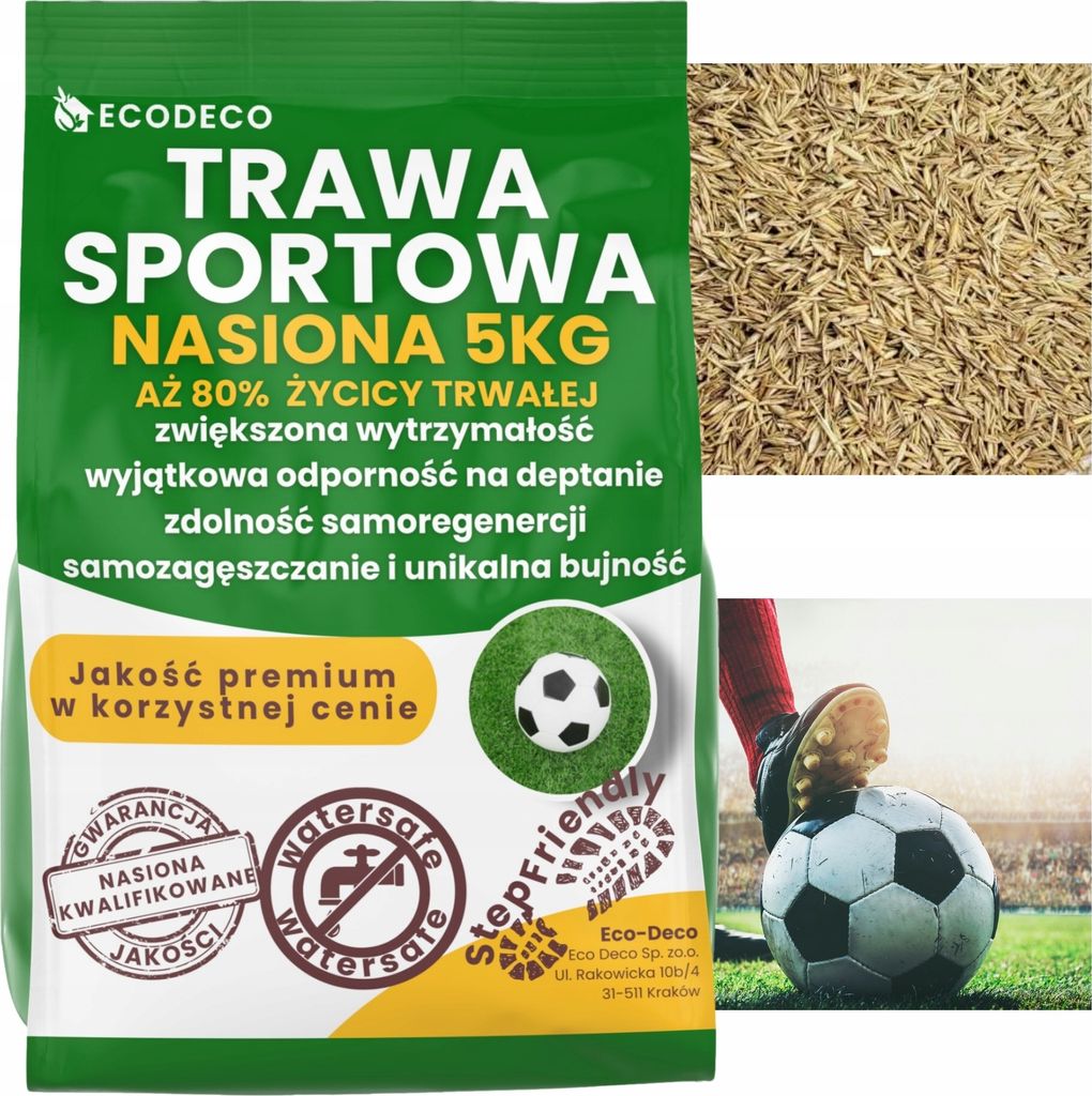 ECODECO Nasiona trawy do boisk sportowych i placów zabaw – Zdjęcie produktu 