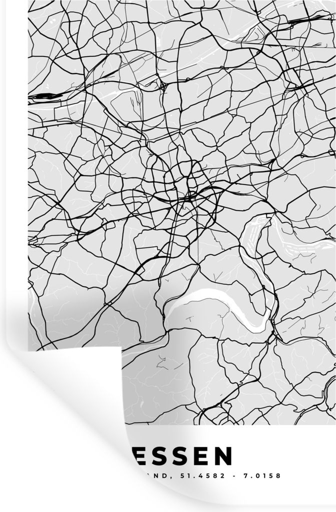 MuchoWow Wandtattoo Wandsticker Wandaufkleber Deutschland - Stadtplan - Essen - Karte 20x30 cm Selbstklebend und Repositionierbar - Sticker - Dek...