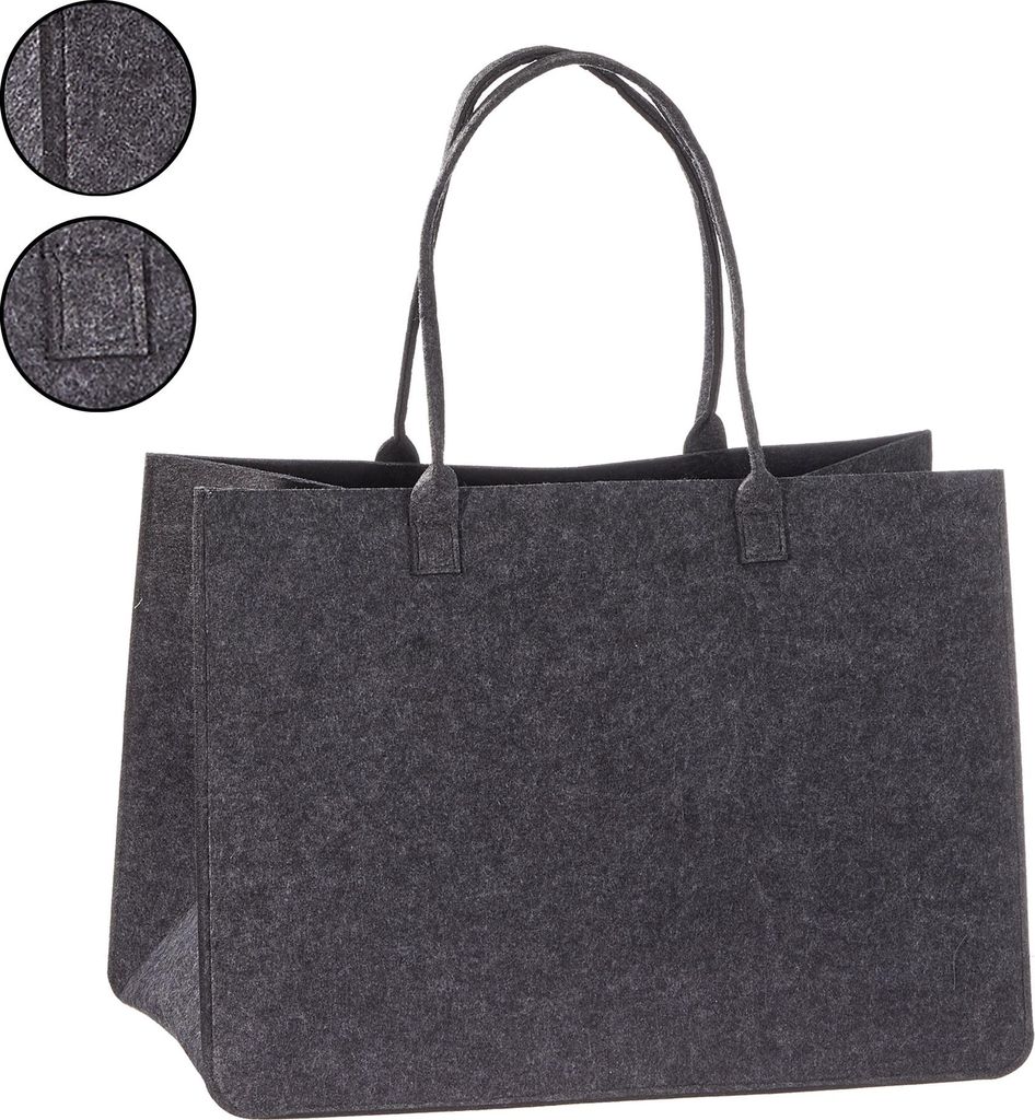 Filztasche mit Henkel dunkelgrau Einkaufstasche Shopper Produktbild 