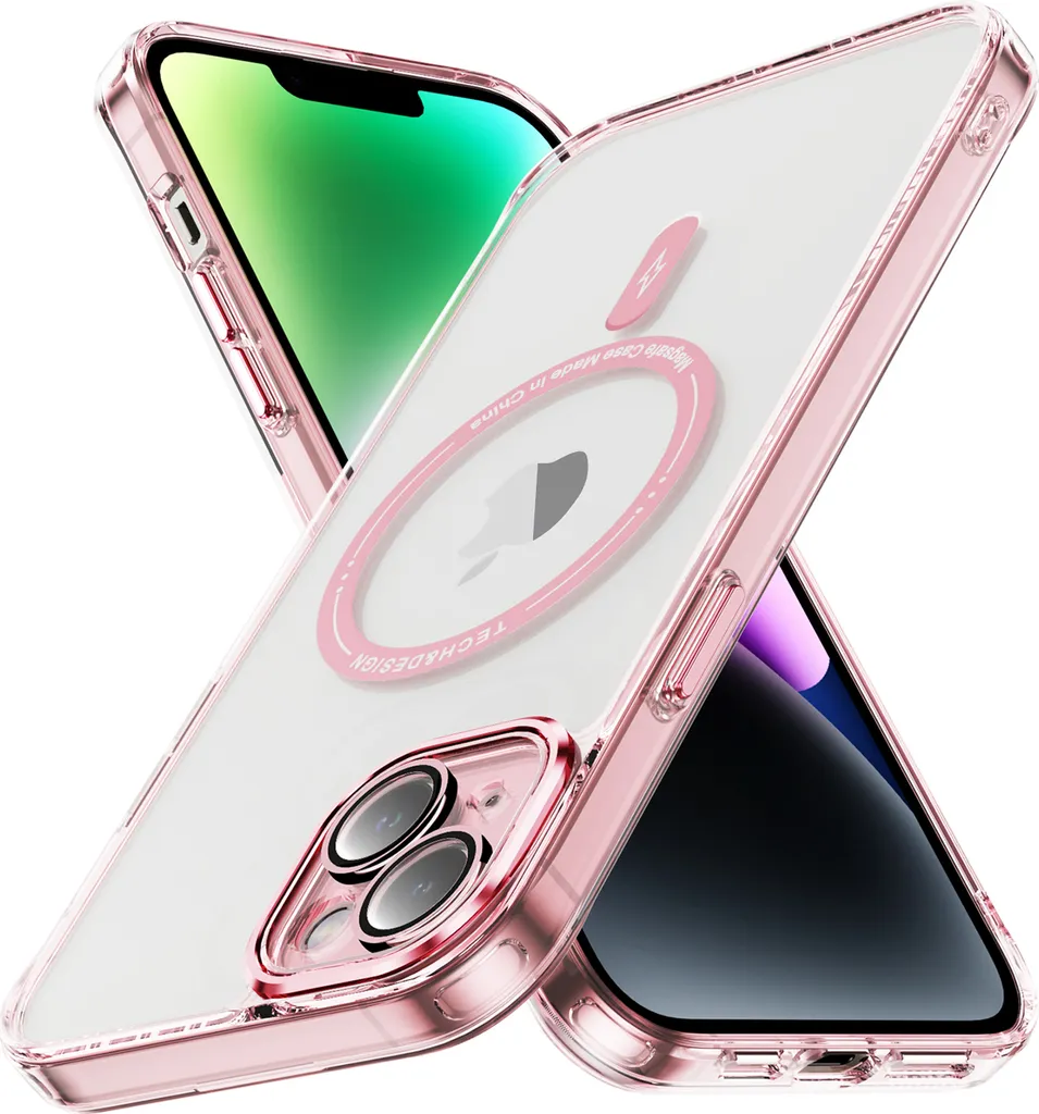 Custodia iPhone 14 MagSafe Rosa Trasparente | Protezione Ibrida Antiurto