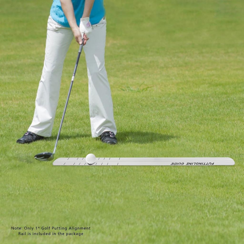 Golf Putt Ausrichtungsschiene - Trainingshilfe - Ziel- & Linienführung - Putting-Training - Indoor/Outdoor - Tragbar - Weiß