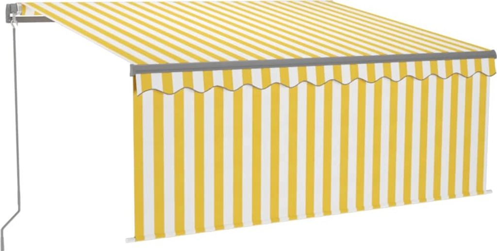 vidaXL Markise Manuell Einziehbar mit Rollo & LED 3,5x2,5 m Gelb Weiß