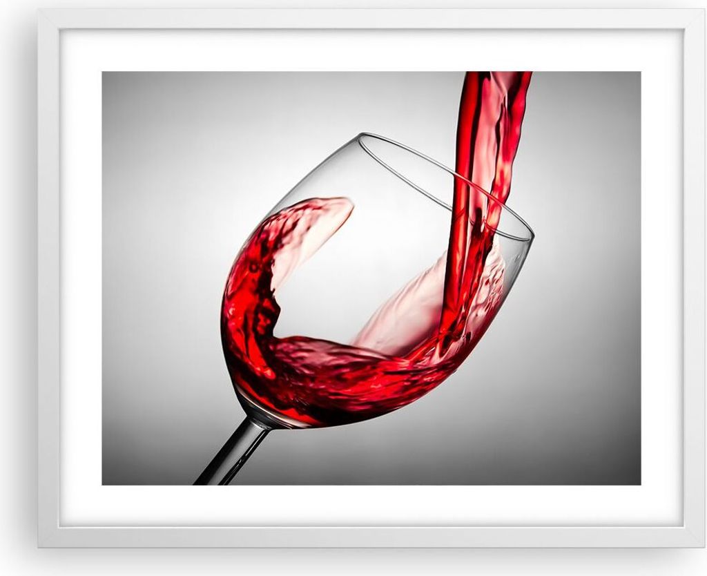 Gerahmtes Poster - Weißer Rahmen - Trinken glas wein - 50x40 cm - Wand Bild - Wanddeko - Wandbilder - Kunstposter - Wandposter - Bilderrahmen - Bi...