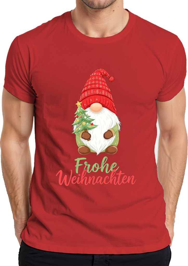 Frohe Weihnachten Wichtel Weihnachtsgnom Weihnachtsbaum Niedlich Herren T-Shirt, Rot, M